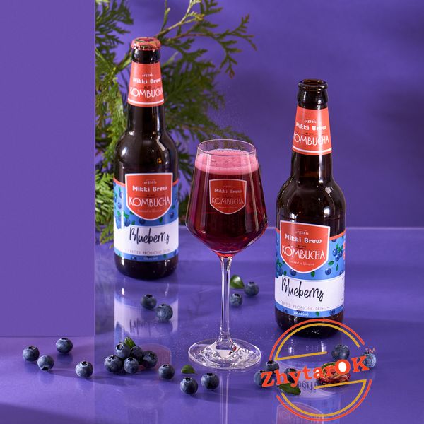 Напій безалкогольний комбуча Blueberry ТМ "Mikki Brew", бут. 350 мл. (в спайці 12 шт.) 1842847380 фото