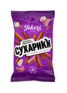Сухарики Джокерс житньо-пшеничні Зі смаком "Часник", в уп. 100 грам zh00000322 фото