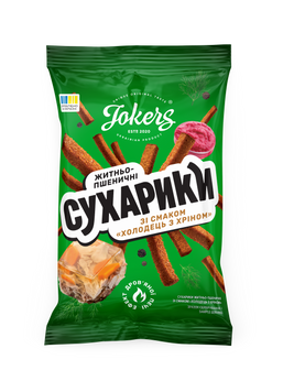 Сухарики Джокерс житньо-пшеничні Зі смаком "Холодець з хріном", в уп. 100 грам zh00000324 фото