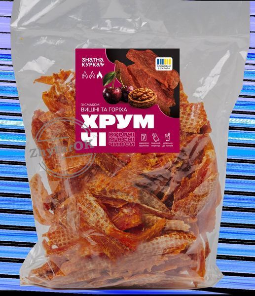 Чипсы из мяса бройлерных цыплят, сушеные &laquo;ХрумЧи&raquo; ВИШНЯ И ОРЕХ (уп. 500 г), ТМ &laquo;Знатная курица&raquo; zh00000268 фото