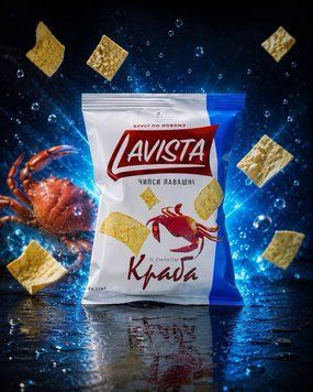 Чіпси з лаваша Lavista зі смаком "КРАБА", 80 гр zh00000305 фото