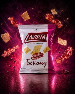 Чіпси з лаваша Lavista зі смаком "БЕКОНУ", 80 гр zh00000306 фото
