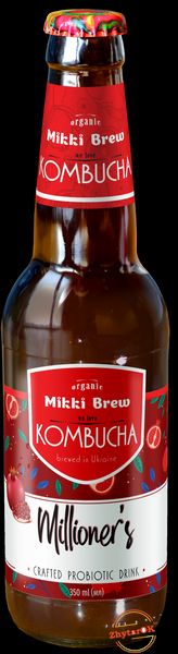 Напій безалкогольний слабогазований комбуча Millioner ТМ "Mikki Brew", бут. 350мл. (в спайці 12 шт.) 1842880567 фото